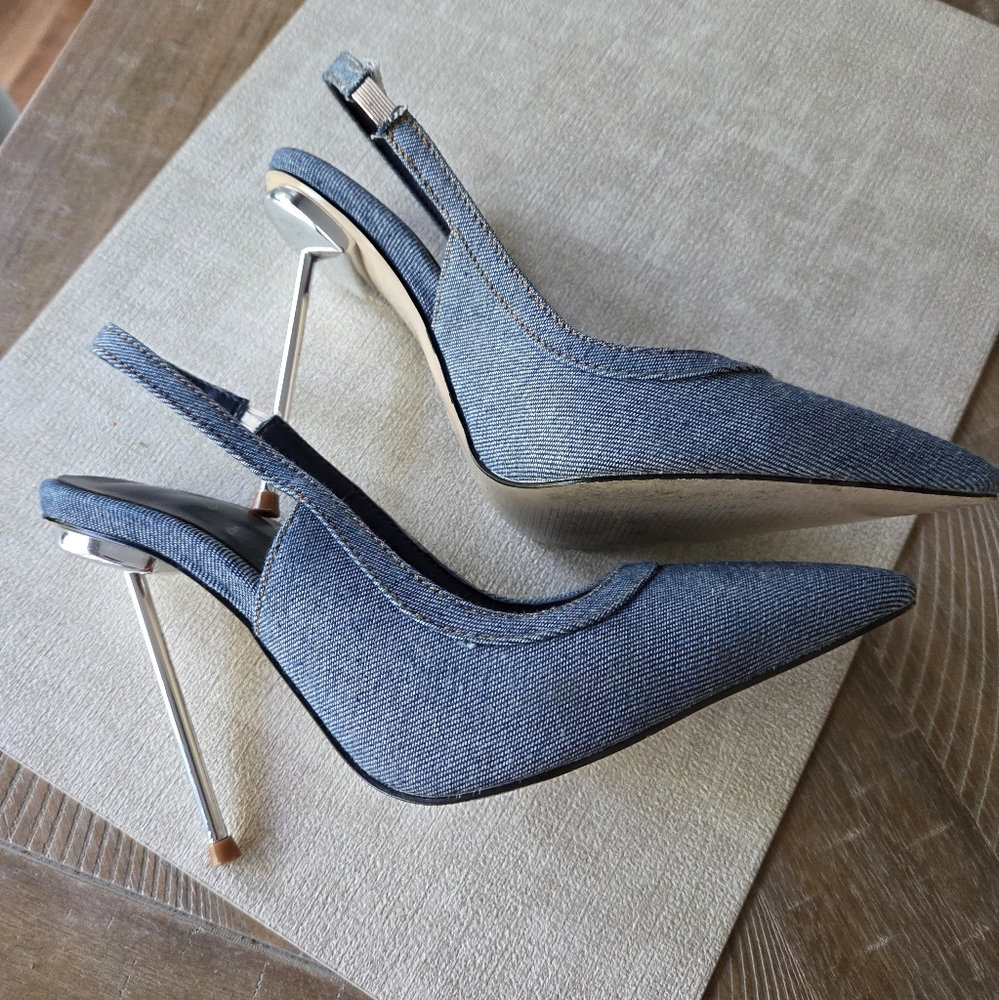 EUC Denim Slingbacks SZ 37